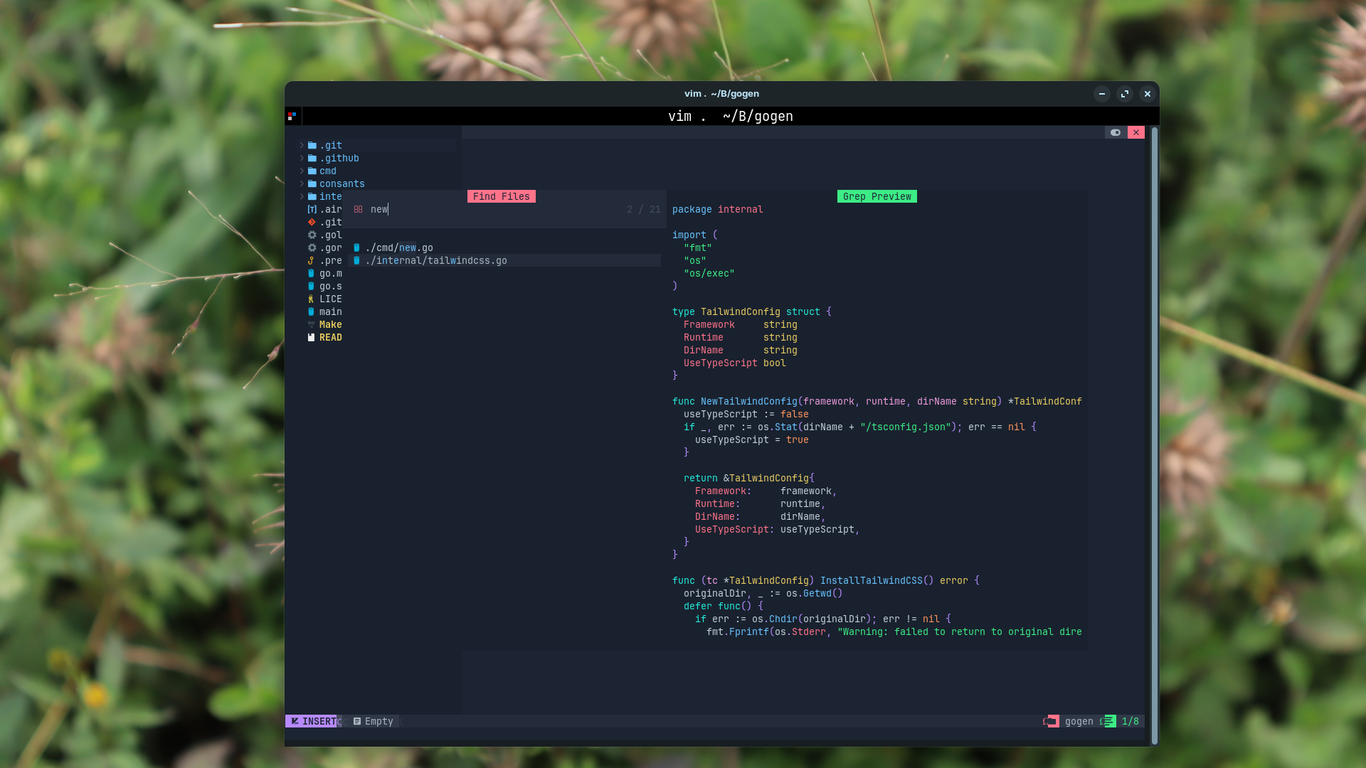image of neovim terminal window