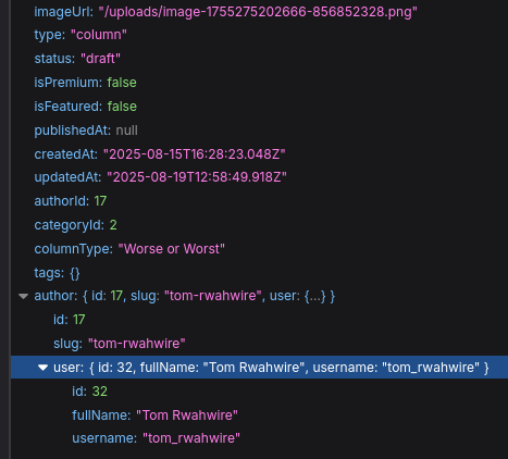 an image of the dev tools API response